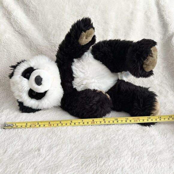 BAB Build A Bear Workshop Panda Bear Plush Black White Sitting Tan Paws 16” - Picture 5 of 5